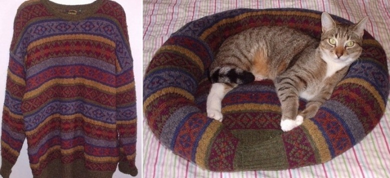 Что можно сделать из старого свитера для кошки