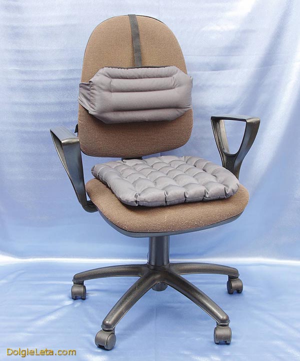 Фото ортопедических подушек для офисного кресла на сидение и под спину 