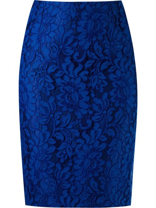 кружевная синяя юбка-карандаш 2016