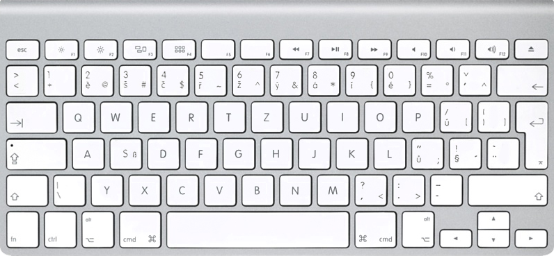 Чешская (стандартная) клавиатура (MC184CZ/B) алфавит, клавиатура, компьютер, раскладка, раскладка на клаве