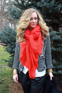 oversized red scarf красный шарф