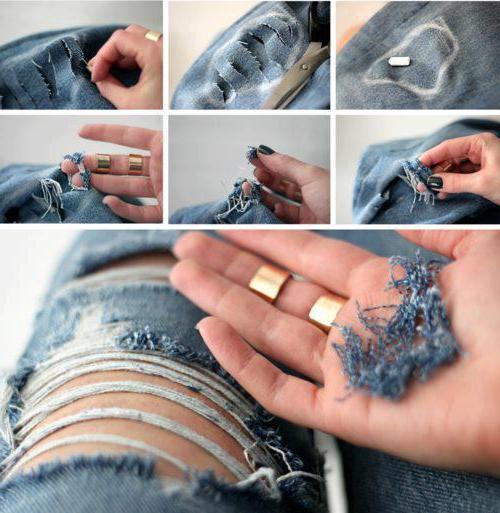 как красиво сделать дырки на джинсах
