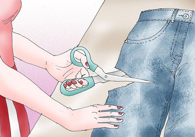 как отрезать джинсы под шорты