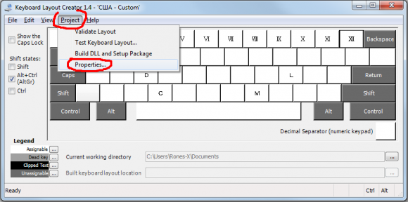 MS Keyboard Layout Creator параметры проекта