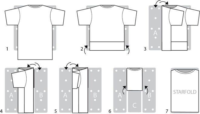 схема складывания футболки