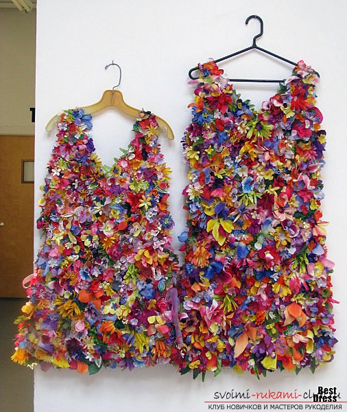 Как сделать платье из цветов для мероприятий: Варианты цветков, пошив, идеи. Фото №6