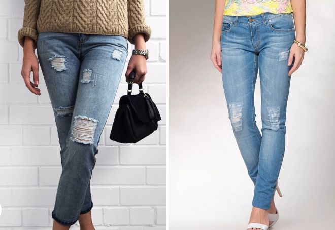 джинсы с дырками и потертостями 2017