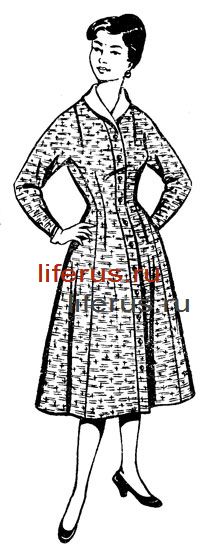 Платье с цельнокроеным длинным рукавом и вставным бочком