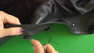 Как пришить пуговицу на кожаное изделие(нитка без узелка)