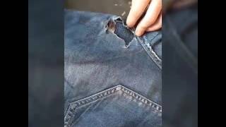 Как зашить дырку на джинсах между ног без использования швейной машинки! Ремонт джинс