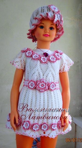 Платье и панама &#8212; комплект для девочки крючком