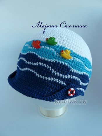Кепка для мальчика и шапочка для девочки в морском стиле