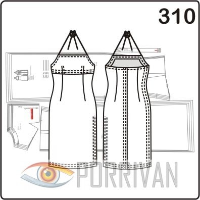 Выкройка летнего приталенного платья с бретелью