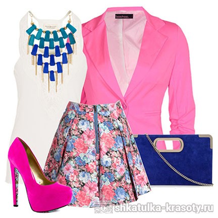 Сочетание цветов в одежде розовый и синий