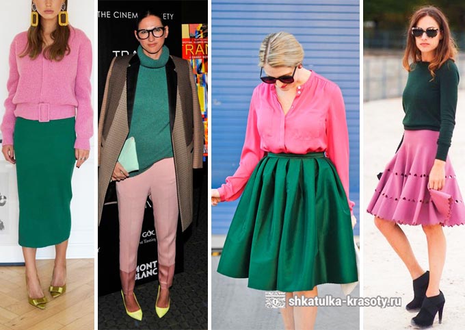 розовый с зеленым в одежде