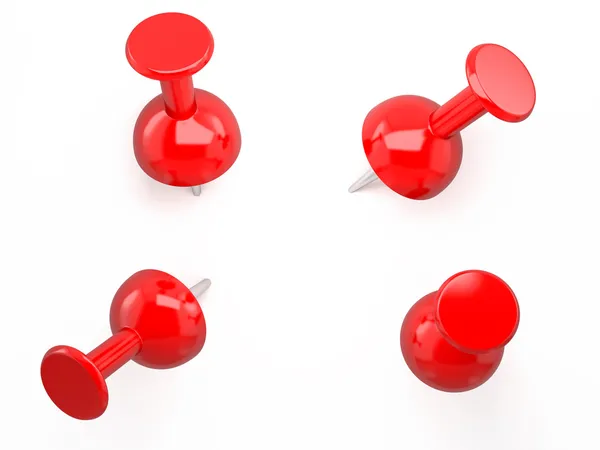 Красный значок канцелярской кнопки. 3D изображение. Изолированный белый фон — стоковое фото