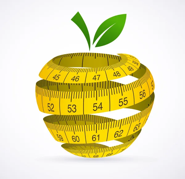 Apple и измерительной ленты, символ диета — стоковый вектор