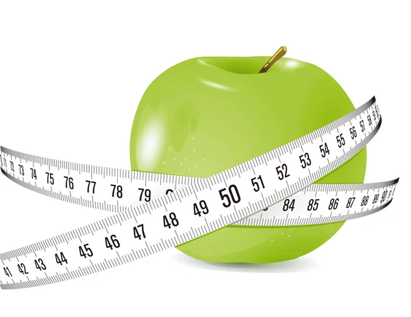 Свежее яблоко с измерительной ленты — стоковый вектор