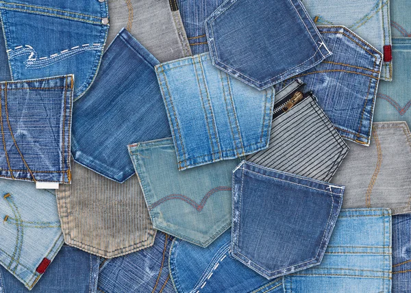 Фон разные джинсы кармана — стоковое фото