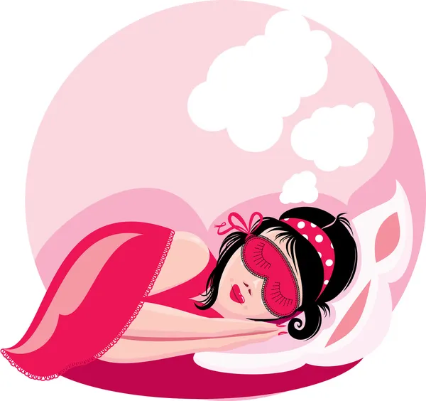 Спящая женщина, изображение в розовых тонах — стоковый вектор