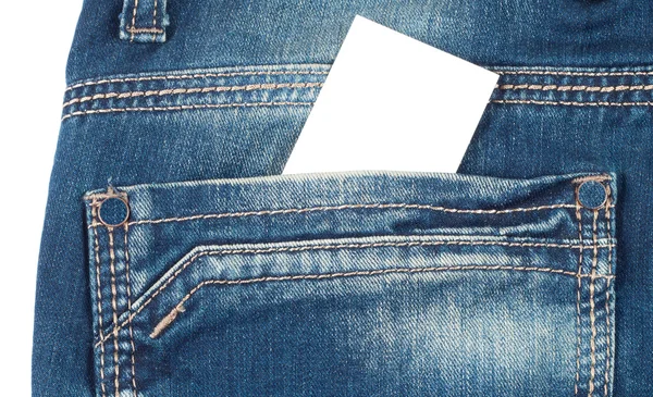 Задний карман синие джинсы с белым карты — стоковое фото
