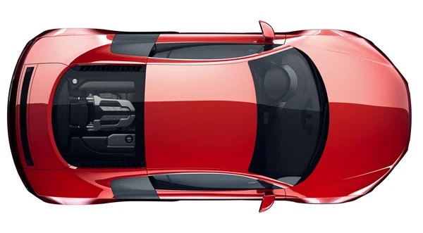 Красный спортивный автомобиль - вид сверху — стоковое фото