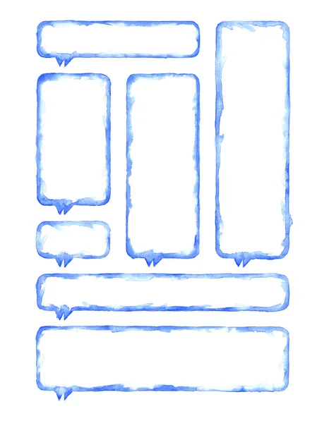 Белый и синий пустой акварель скругленный прямоугольник формы — стоковое фото