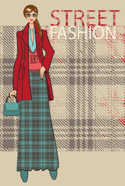 Модная девушка в длинные юбки и пальто — стоковое фото