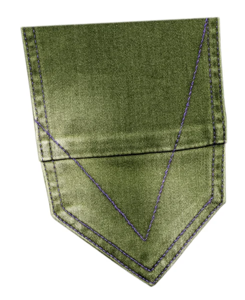 Зеленый обратно карманные джинсы изолированные — стоковое фото