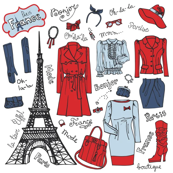 Париж Мода одежда набор — стоковое фото