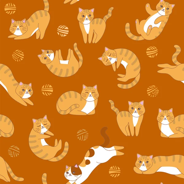 Симпатичные кошки бесшовный фон — стоковый вектор