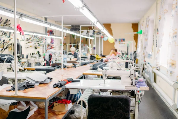 Цех Производству Одежды Швейных Машин Ткань Пошив Одежды Промышленности Оборудование — стоковое фото