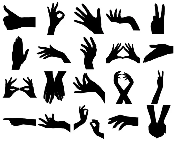 Двадцать женщина руки силуэты — стоковое фото