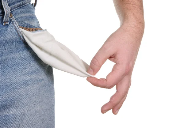 Мужская рука с пустой карман — стоковое фото