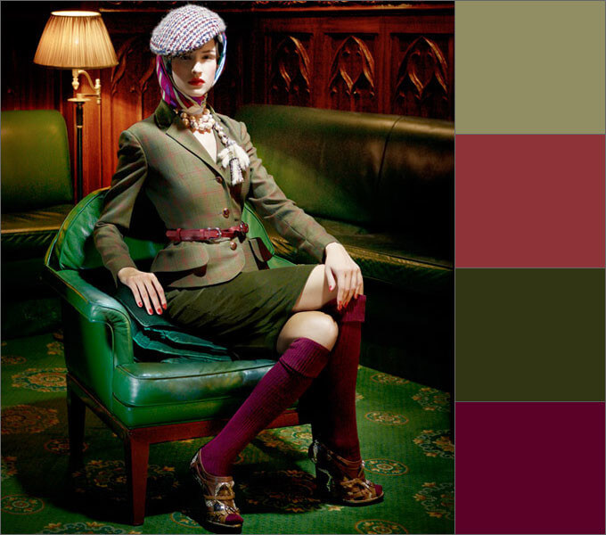 Сочетание с яркими оттенками - Сочетание болотного с красным