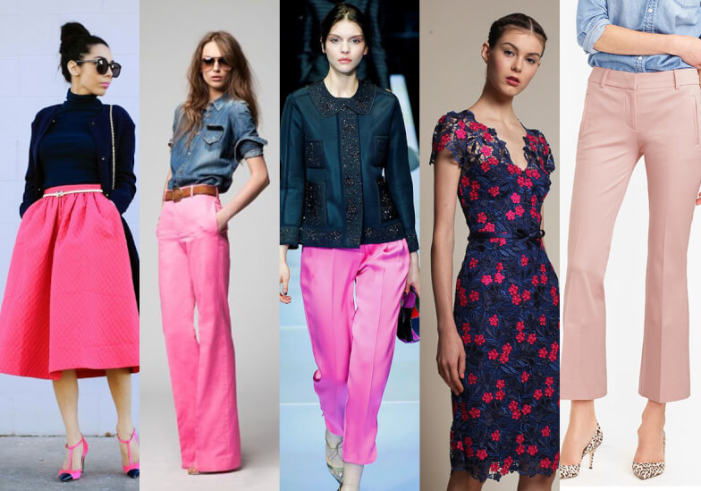 С какими цветами сочетать - Темно-синий + розовый