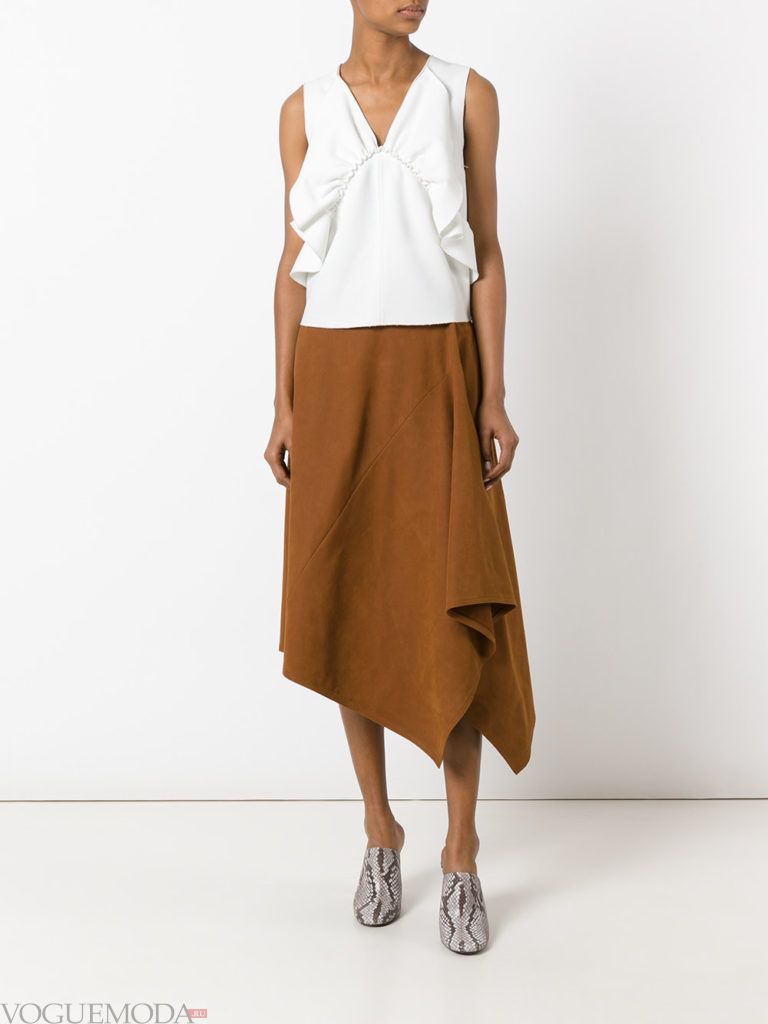 асимметричная юбка коричневая