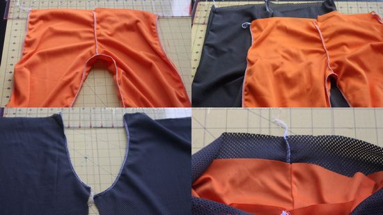 Детали штанишек: оранжевая - подкладка, темная - лиц. сторона
