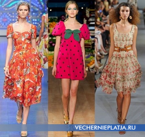 Яркие платья с квадратным вырезом Dolce & Gabbana, Moschino Cheap & Chic, Oscar de le Renta