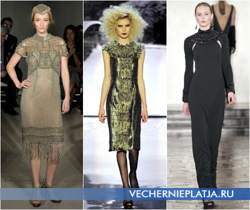 Вечерние платья с круглым воротником в коллекциях Alberta Ferretti, Badgley Mischka и Ralph Lauren